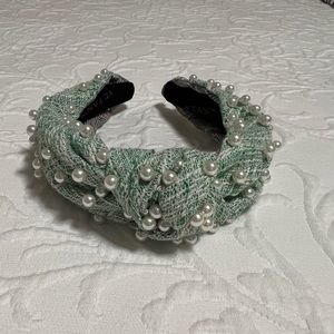 Green and white headband